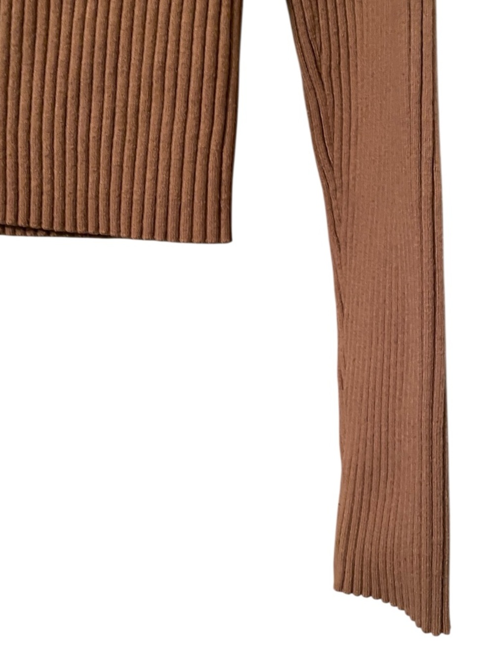 Aerie Women's Camel Brown Ribbed V-Neck Button Front Cardigan Sweater Size L - Picture 2 of 7